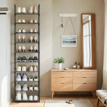 Shoe Rack - Metal Frame - Black - 10-Tier Space-Saving Design
