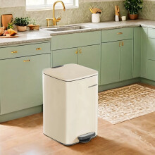 Trash Can - Stainless Steel - Metallic Silver - 20L Capacity with Soft Close and Stay Open Feature