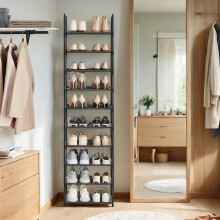Shoe Rack - Metal Frame - Black - 10-Tier Space-Saving Design