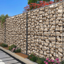 Gabion Baskets - Metal - Silver - Set of 4 with 5 x 10 cm Mesh for Stones and Garden Fencing