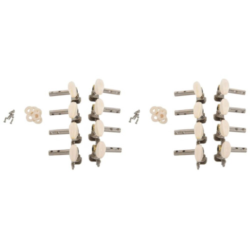 2Ensemble Machines Tuners Pegs Tuning Key avec Blanc Pearl Knobs 4L + 4R pour Mandolin