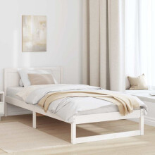 vidaXL Bed Frame with Headboard White 75 x 190 cm Solid Pine Wood