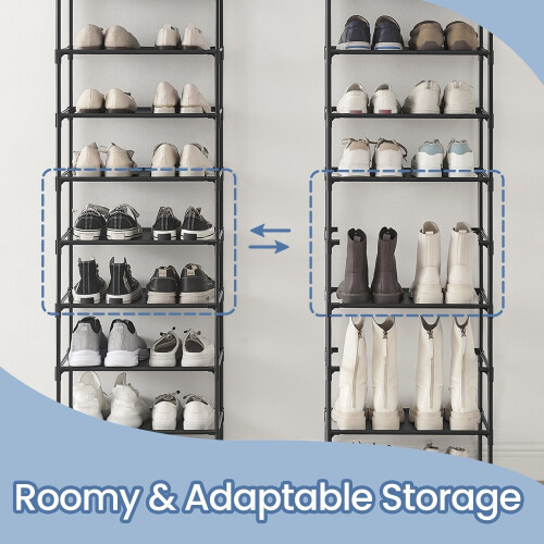 Shoe Rack - Metal Frame - Black - 10-Tier Space-Saving Design 2