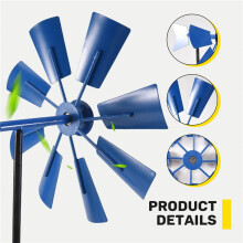 1 PeçA Moinho de Vento Decorativo Moinho de Vento Decorativo de Ferro Moinho de Vento Plug-In Windower Jardim Ornamento GiratóRio de Vento-Azul