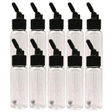 10pcs Airbrush Siphon Feed Jar, 30CC Plastic Bottles with Dual-Action Lid Adapter and Caps Airbrush Accessories