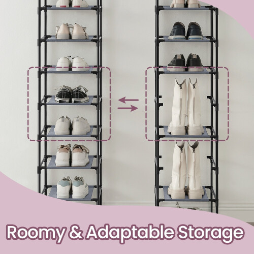Shoe Rack - Metal Frame - Black - 10-Tier Space-Saving Shoe Storage Organizer 2