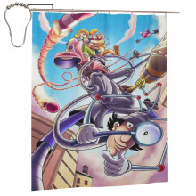 Tenda da doccia con stampa del cartone animato Inspector Gadget, 60" x 72", decorazione per bagno anime con 12 ganci, tessuto in poliestere
