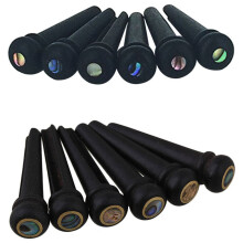 6x Ebony Guitar Bridge Pins,Ebony End Pin,Endpin,Abanlone Dot (Black) & 6Pcs Black Ebony Shell Guitar Bridge Bone Pins