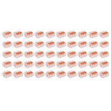 50pcs Cable Connectors, Lever-Operated Cable Connectors, 3-Pole Electrical Terminal Blocks, Quick-Connect Terminals
