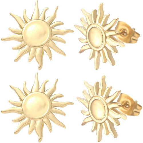 1 κουτί 10 τεμάχια σκουλαρίκια Sun Stud, σκουλαρίκια από ανοξείδωτο ατσάλι 18 καρατίων