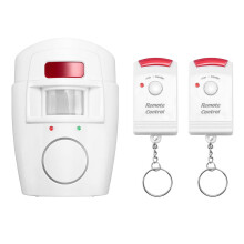 Infrarød bevegelsessensoralarm - Innbruddsalarm med 2 fjernkontroller, egnet for hjem/garasjer/butikker