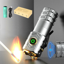 Shyuyusa Multifunktions-Taschenlampe, USB-aufladbar, solarbetrieben, mit Glasbrecher, Gurtschneider, Alarm und Handy-Ladegerät, kompatibel mit dem
