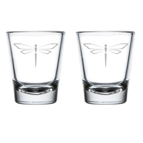 Set di 2 bicchierini da shot da 50 ml (1,75 oz) con libellula.