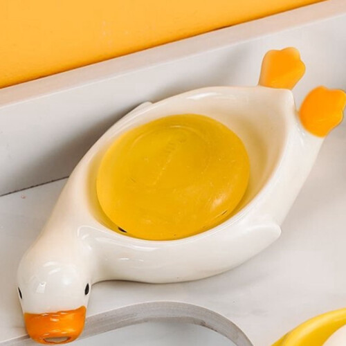 Porte-savon en forme de canard, avec évacuation, blanc. 1