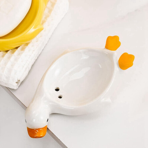 Porte-savon en forme de canard, avec évacuation, blanc. 2