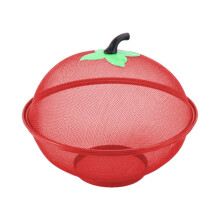 Poaug afwasrek met korting, fruitmand met fruitnet, fruitschaal met deksel, fruitnet tegen afdruiprek, rood1