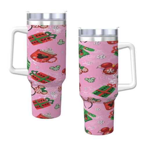 Εξατομικευμένο ποτήρι καφέ 40oz με λαβή και καλαμάκι για καλά Χριστούγεννα - Κούπα 2