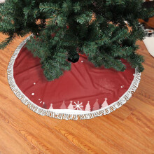 Jupe de sapin de Noël en dentelle à franges, motif bonhomme de neige - Jupe de sapin douce, légère et agréable au toucher 91 cm