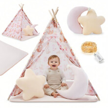 Kindertent - MAMABRUM - Mamabrum - 100 x 100 x 135 cm - dierenmotief - antislip tapijt &amp; LED slinger