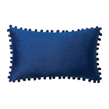 Phantoscope julepyntepute, Pom Pom fløyelsserie putetrekk, 30 x 50 cm, marineblå, 1-pakning