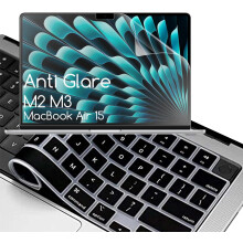 Set van 2 anti-reflecterende schermbeschermers en toetsenbordhoezen voor de MacBook Air 15 inch (model 2024-2023) met M3M2-chip.