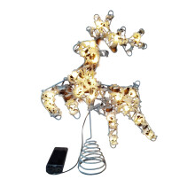 ZHENYANGli Décoration de sapin de Noël scintillante en forme d'étoile avec lumières chaudes, Père Noël et renne.