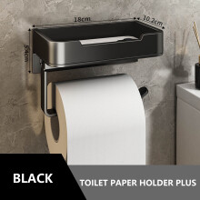 Suporte de papel higiênico espacial em alumínio, montado na parede, preto, para rolos de papel higiênico, acessórios de banheiro, ferragens,
