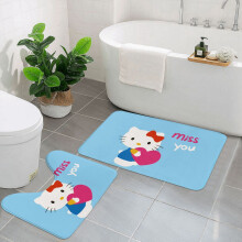 Zestaw dywaników łazienkowych Hello Kitty 2PCS, antypoślizgowa, chłonna mata łazienkowa, miękka wykładzina w kształcie litery U do wanny,