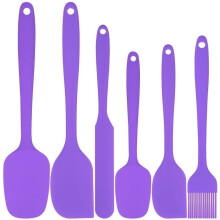 Set van 6 siliconen spatels, voedselveilig, hittebestendig, antiaanbaklaag, keukengereedschap voor koken, bakken, mengen, vaatwasmachinebestendig