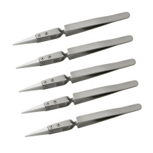 5 stuks elektronische soldeerpincetten met keramische punt, antistatische precisiepincetten met omgekeerde zuurbehandeling en keramische spantang - C