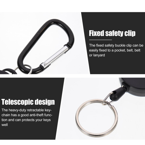 Mizh2pcs Multi-function Badge Key Rings Stretchable Badge Holders Portable Badge Buckles 1
