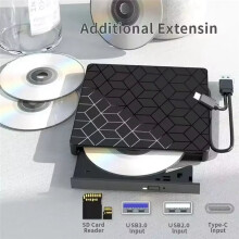 7-in-1 Externes CD/DVD-Laufwerk, CD-Player, DVD-Brenner, USB 3.0 & Typ C Optisches Laufwerk, CD-RW-DVD-Recorder, -Schreiber, -Lesegerät für PC