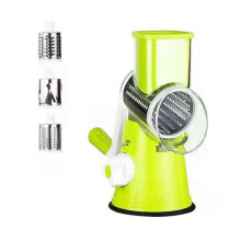 Coupe-Légumes Rotatif Manuel, Râpe à Fromage et Légumes de Cuisine, Hachoir avec 3 Tambours Tranchants en Acier Inoxydable Vert