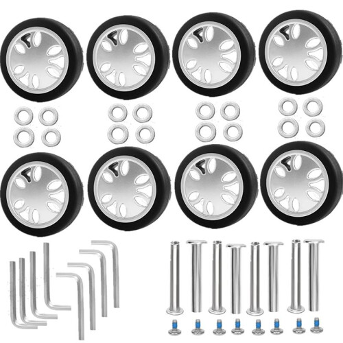 Kit de Substituição de Rodas de Bagagem 8 Unidades, Diâmetro 2 Polegadas/50 mm de Espessura 0,47 Polegadas/12 mm de Borracha Resistente, Rodízio