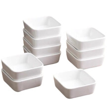 10 Pcs White Square Dip Bowls, Dishwasher Safe Small Serving Dishes for Condiments, Snacks