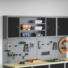vidaXL Werkzeugschrank mit Regal Schwarz und Grau 150 x 20 x 55 cm
