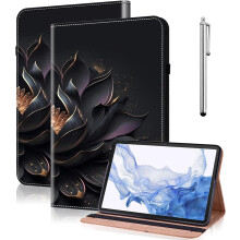 Geschikt voor Samsung Galaxy Tab A9Plus. Stijlvolle hoes van PU-leer met flipstand, elastische band en kaarthouder.