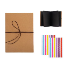 Watercolor Folded Drawing Pad for Artists and Students, Sketch Book Handbook Black Cardstock Inside +Two Corner Stickers