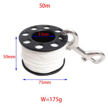 2pcs 50M Scuba Diving Spool Finger Reel with Stainless Steel Double Ended Hook SMB Equipment Cave Dive