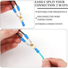 50Pcs Piggyback Spade Connectors Quick Disconnect Electrical 3 Way Adapter,1/4Inch 2 Male and 1 Female Tabs