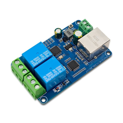 Modbus RTU 2-CH Network Relay Module Wired Ethernet LAN Control MCU W5500 TCP/IP Protocol 2