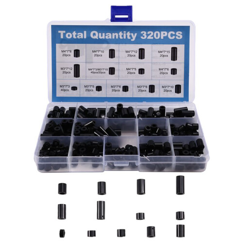 320 Pcs Straight-Through Hollow Plastic Isolation Column Straight-Through Column Sleeve Insulating Column Set