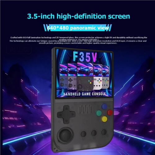F35V 3.5Inch Retro Game Console Open Source Linux System 64G Support 30+ Emulators PSP Game Console Retro Arcade Black 2