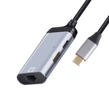 3 in 1 Type-C to Gigabit Ethernet Rj45 Lan PD Charging USB C Data Port Converter Adapter for TV PC