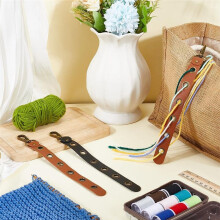 4-Teilige Garn-Organizer Aus PU-Leder, 6 Löcher, Garnspaltwerkzeuge mit Verschluss für Garntasche, 2 Farben, Strickgarn-Tender