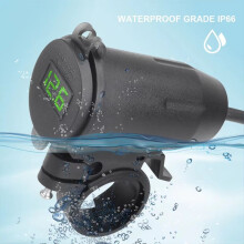 Rider Handlebar Rack Car Charger Dual USB Car Charger Socket Fast Charge QC3.0 Motorcycle Charger with Voltage Display A