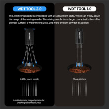 MHW-3BOMBER WDT Tool Espresso-Verteilungswerkzeug mit Magnetständer, Einstellbarer Bereich Kaffeenadelrührer Dosiertrichter-Set, A