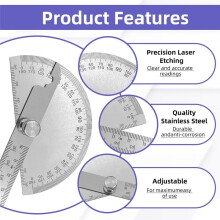 15-120 Degree Knife Angle Finder and 180 Degrees Protractor Kit, Bevel Gauge Angle Gauges Ruler Measuring Tool