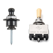 1 Pcs Strap Lock Straplocks Round & 1 Pcs Knob Shaft Box Style for Sg 3 Way Pickup Selector Toggle