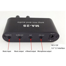 MA-2S Microphone Music Mixed Preamplifier 6.5mmDynamic 3.5mmCondenser Amplifier MIC and AudioMixer DC5-12V 5.5x2.1MM(US)